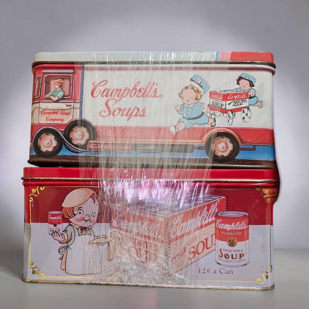 Vintage 1996 Campbell Soup Cracker Tin Box bristolware Set Of 2